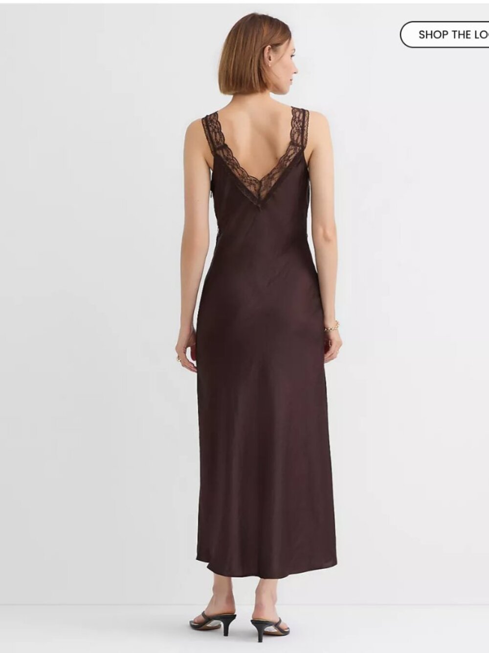 LOFT Petite Lace Trim Satin Midi Slip Dress - Picture 2 of 2